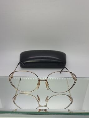 Vintage Christian Dior 2302 Gold Metal Oval Women's Eyeglass Frames
